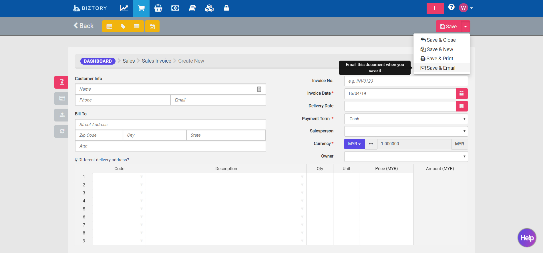 invoicing system towing